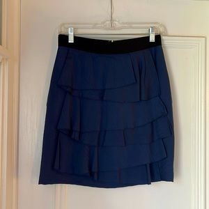 BCBG Navy skirt with ruffles across the front